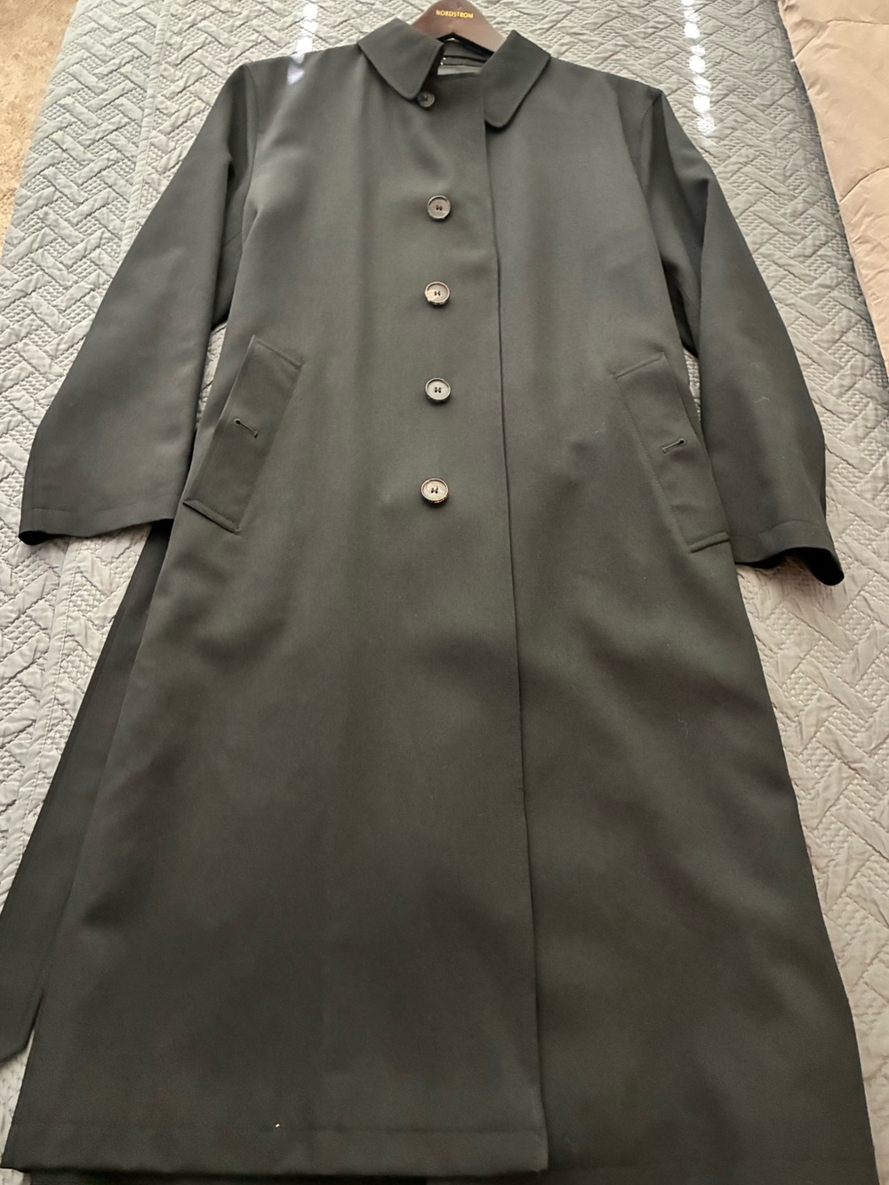 Burberry Black Lined Trench Coat with Signature Label 38R